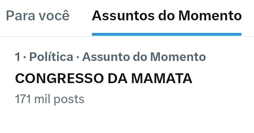 Em primeiríssimo lugar. No topo das paradas.

Recua HUGO MOTTA TRAIDOR 

CONGRESSO DA MAMATA