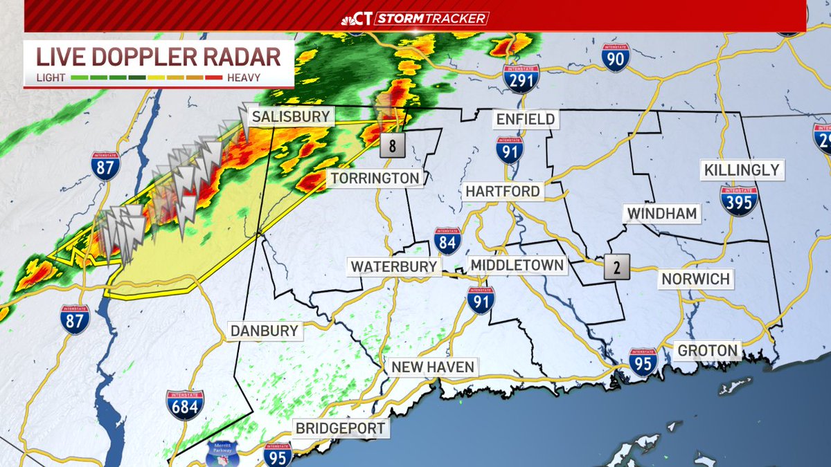 A Severe Thunderstorm Warning has been issued for portions of Litchfield County until 5:45 pm. Gusty winds up to 60 mph are possible along with 3/4" hail.