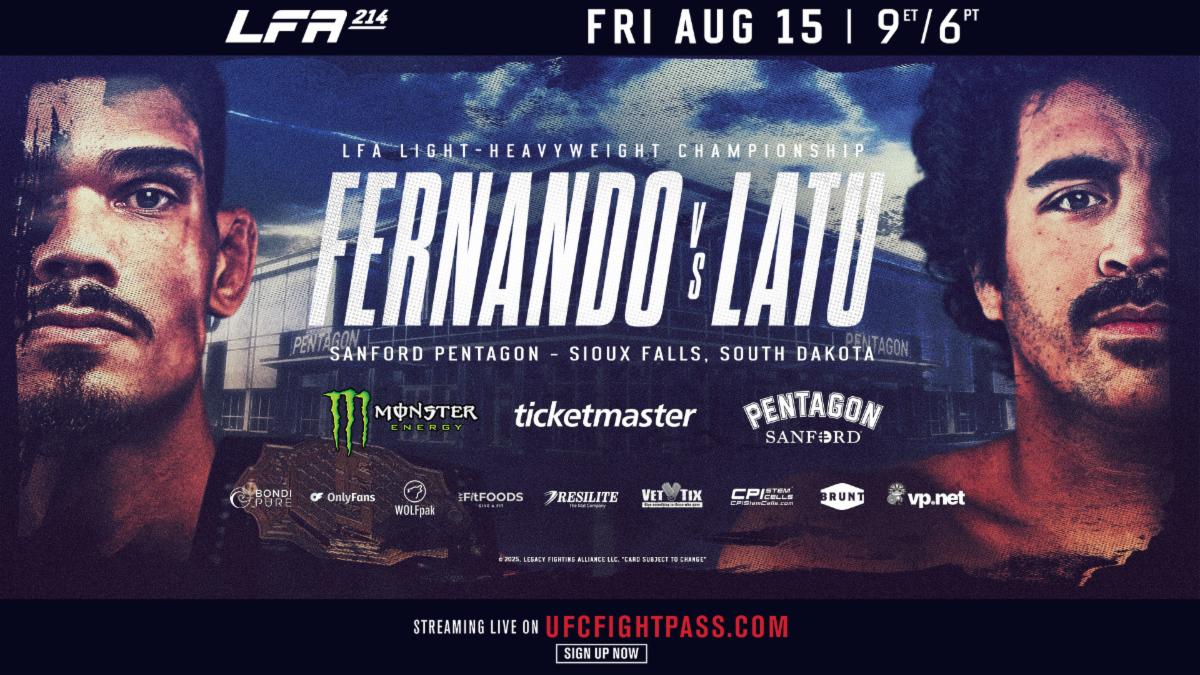 LFA 214: Lucas Fernando and Phillip Latu Headline South Dakota Return with Dual Title Bouts

Click here for more details:
fightbookmma.com/lfa-214-set-fo…