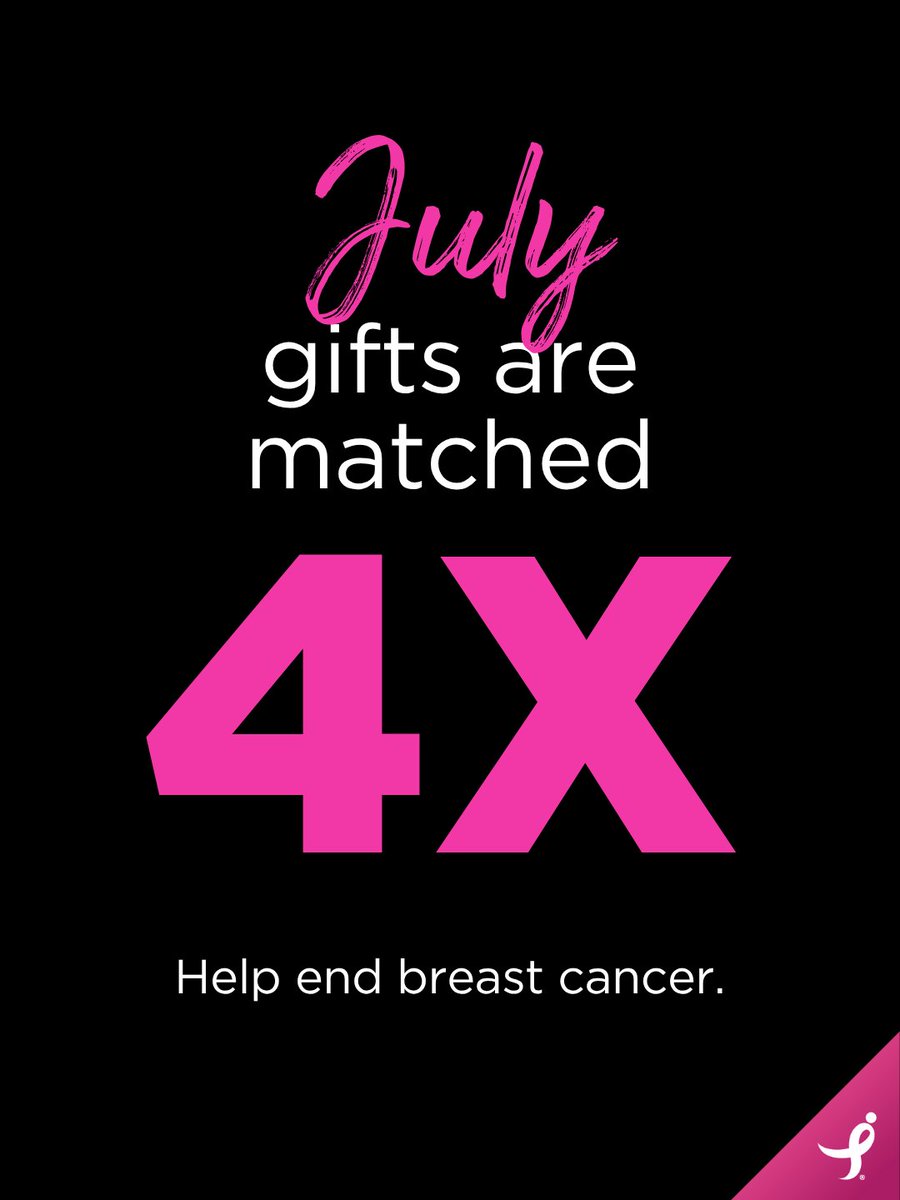 Breaking news! Your gifts will be matched 4x by our generous partners at Greensource! A donation today will provide hope and help to people with breast cancer and their loved ones. bit.ly/4l5yKgU