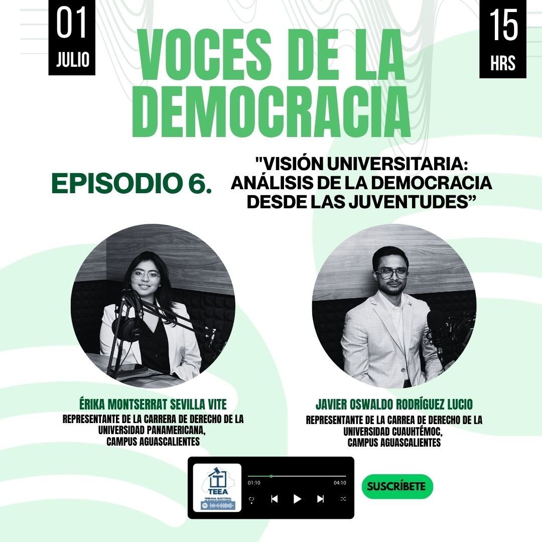 🔊En este episodio de Voces de la Democracia, contamos con la participación de Érika Montserrat , representante de la carrera de Derecho de la UP y Javier Oswaldo R representante de la carrera de Derecho de la UniversidadCuauhtémoc open.spotify.com/episode/1YCTh6…...