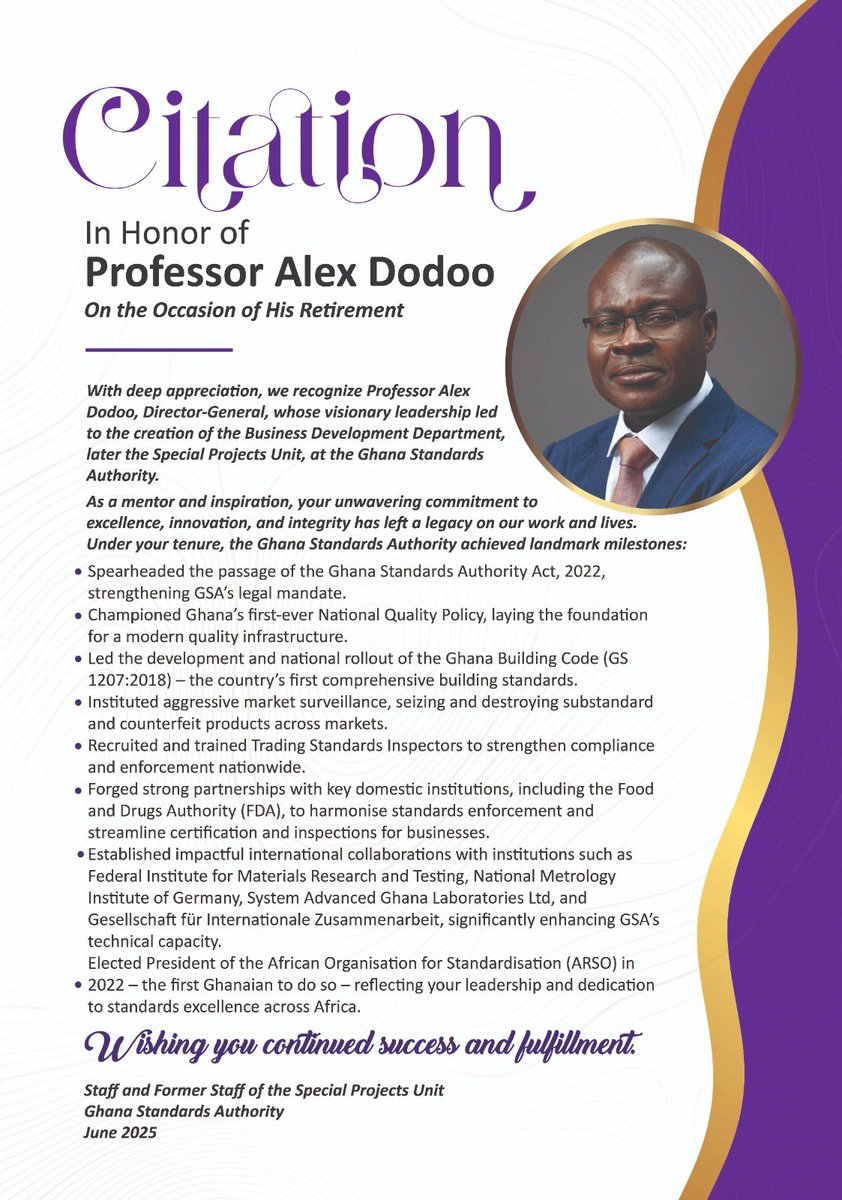 Special thanks to the Business Development Unit of the Ghana Standards Authority. You are the engine that drove  progress and innovation at the GSA