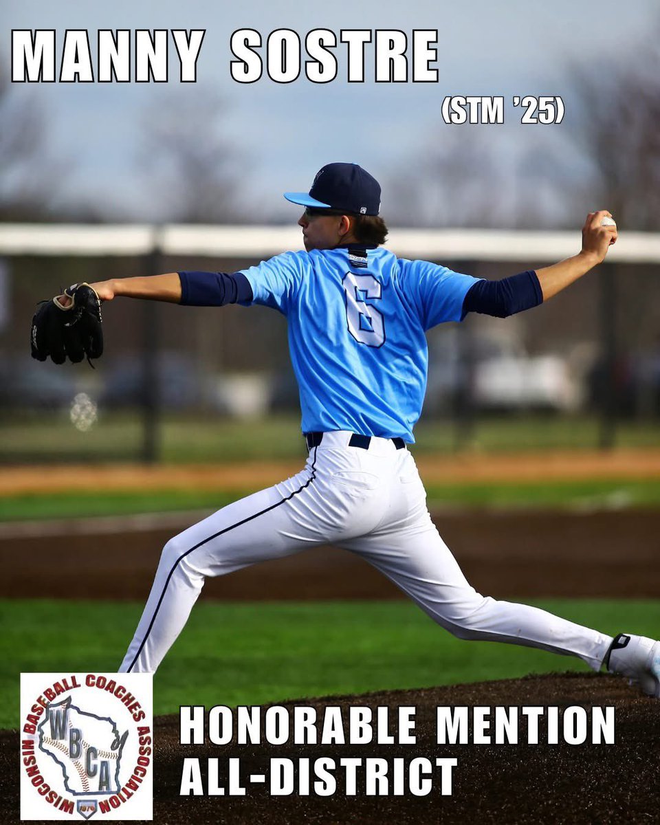 STM.Cavaliers.Baseball (@cavbaseball) on Twitter photo Congrats to Manny Sostre (STM '25) <a href="/manuelsostre06/">Manuel sostre</a> on earning 2025 Wisconsin Baseball Coaches Association (WBCA) Honorable Mention All-District recognition! Congrats to Manny Sostre (STM '25) <a href="/manuelsostre06/">Manuel sostre</a> on earning 2025 Wisconsin Baseball Coaches Association (WBCA) Honorable Mention All-District recognition!
