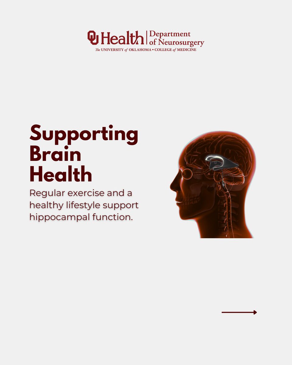 OU_Neurosurgery's tweet image. Continued...
The hippocampus helps you form memories, regulate emotions, and navigate your world. Damage to it is linked to Alzheimer’s, epilepsy & depression. That’s why brain health matters.
Learn how OU Neurosurgery supports care at every stage. tinyurl.com/4c3ydmxm?utm_c…
