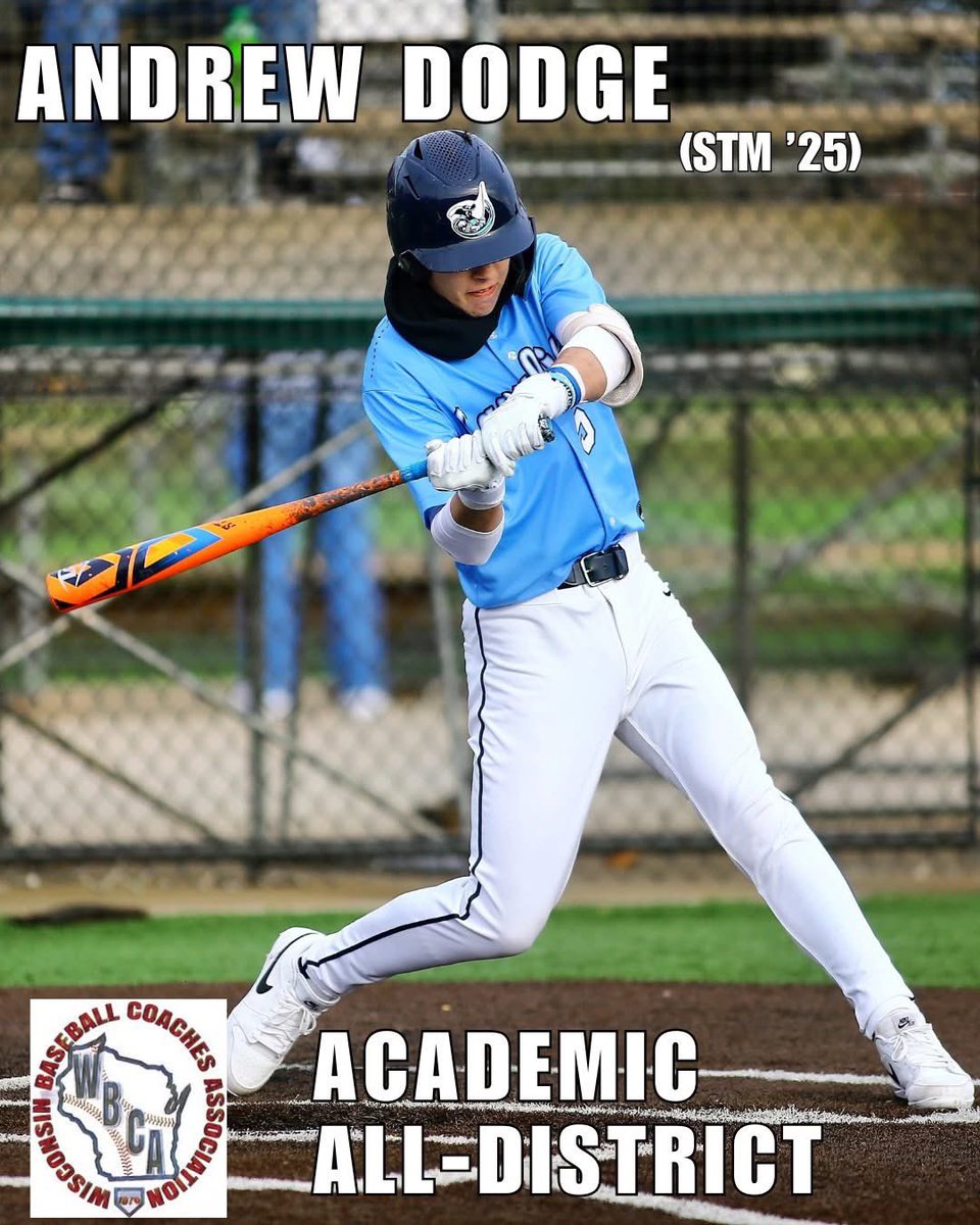Congrats to Andrew Dodge (STM '25) on earning 2025 Wisconsin Baseball Coaches Association (WBCA) Academic All-District recognition!