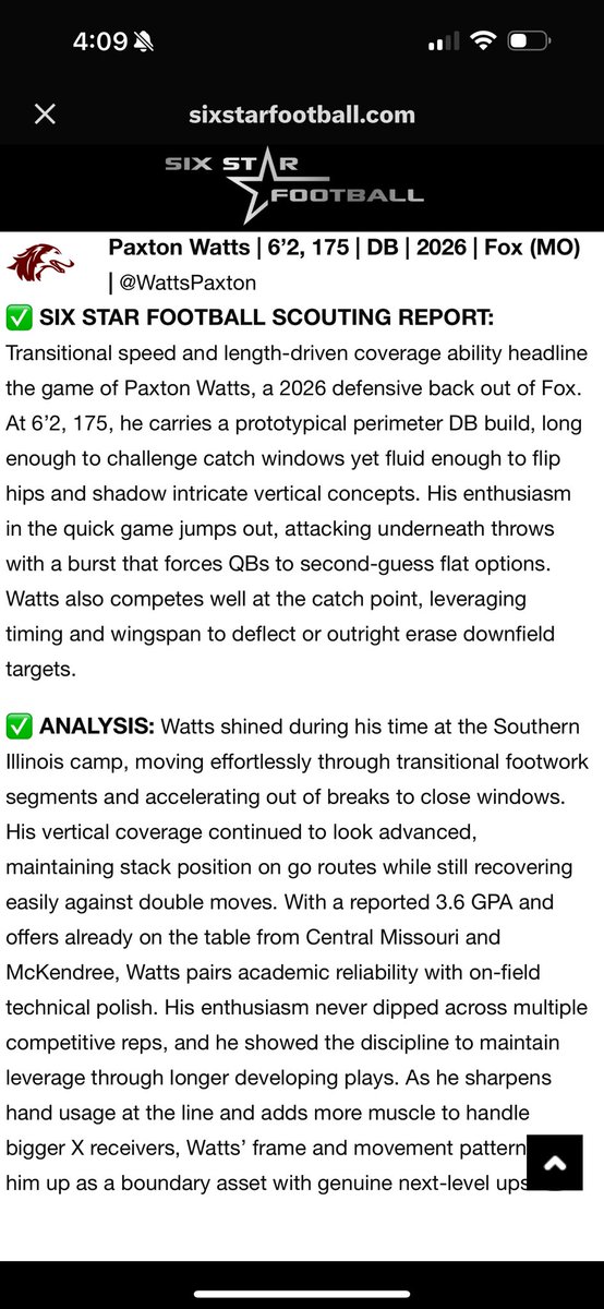 Thanks <a href="/sixstarfootball/">Six Star Football | PLUS+</a> for the write up!

<a href="/fox_warrior/">Fox Warrior Football</a> <a href="/elitefootball/">EliteFootballAcademy</a> <a href="/5pAcademy/">5P/Pierre Desir 7v7 Football</a> <a href="/JPRockMO/">JP Rock</a> <a href="/GSV_STL/">Gateway Sports Venue</a> <a href="/PrepRedzoneMO/">Prep Redzone Missouri</a>