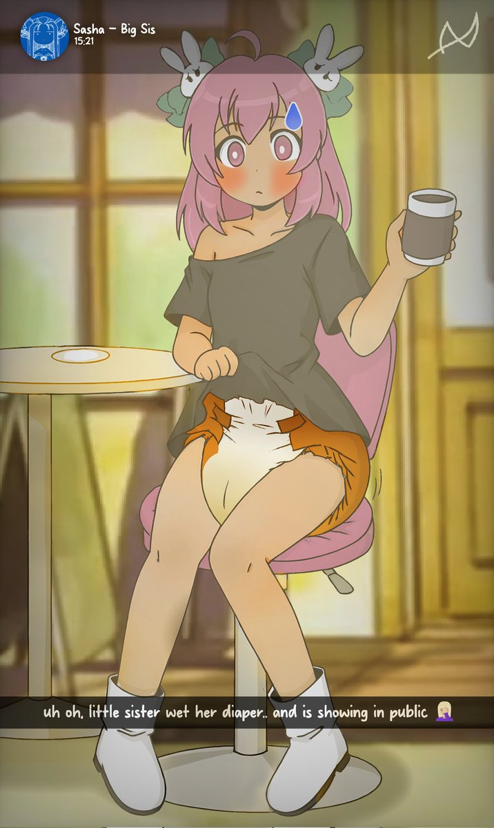 Being this slowpoke's sister is the best thing in life... having to take care of her and be responsible for her is my job.. ಠ⁠◡⁠ಠ" - Sasha, Angel.

#abdl #diaperart #abdlart #cute #pitaten #misha