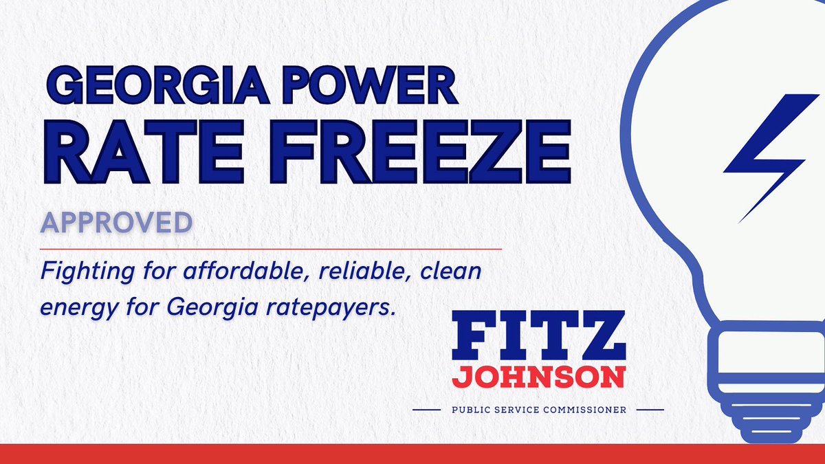 FriendsForFitz's tweet image. After hours of public testimony and months of work behind the scenes, the Georgia Public Service Commission has unanimously voted to freeze Georgia Power’s base rates for the next three years. That means no new base rate hikes until at least 2029.
This stability in rates is the…