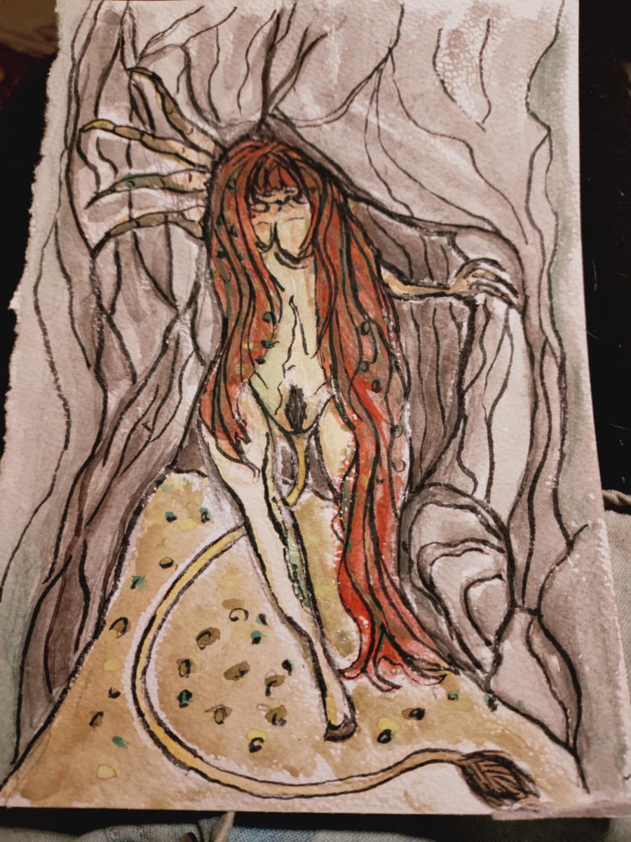 werwr_wrwer's tweet photo. #skogsrå #huldra #forestnymph #akvarell #watercolor #folklore #horror #sweden #art #konst Another illustration for mine and my sisters novell https://t.co/dYOEraOQod