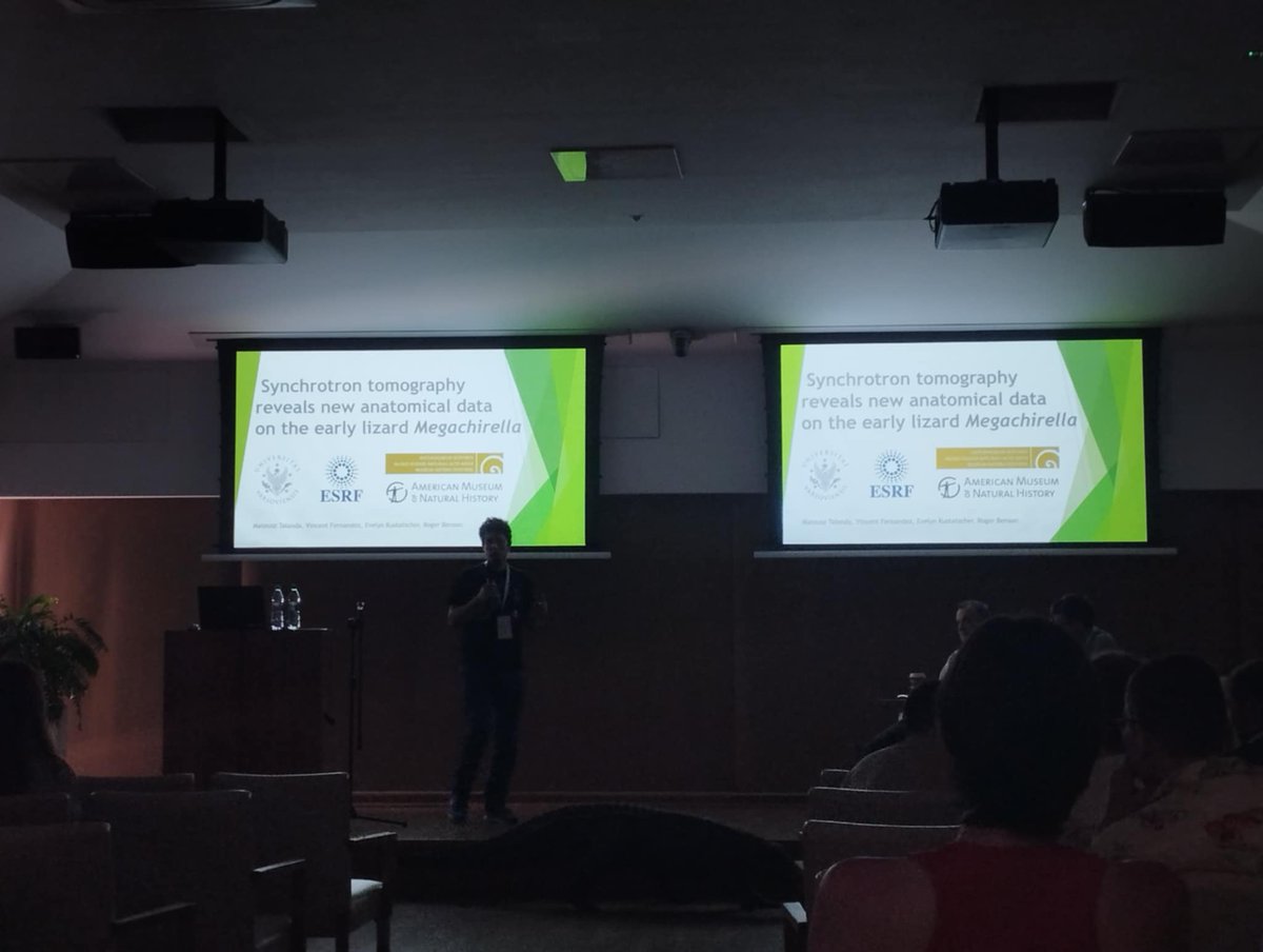 Holly Ellen Anderson (@palaeophd) on Twitter photo Mateusz Tałanda opens for <a href="/IBE_Warszawa/">Institute of Evolutionary Biology UW</a> at #EAVP2025 with his talk, 'Synchotron #tomography reveals new anatomical data on the early #lizard Megachirella' Mateusz Tałanda opens for <a href="/IBE_Warszawa/">Institute of Evolutionary Biology UW</a> at #EAVP2025 with his talk, 'Synchotron #tomography reveals new anatomical data on the early #lizard Megachirella'