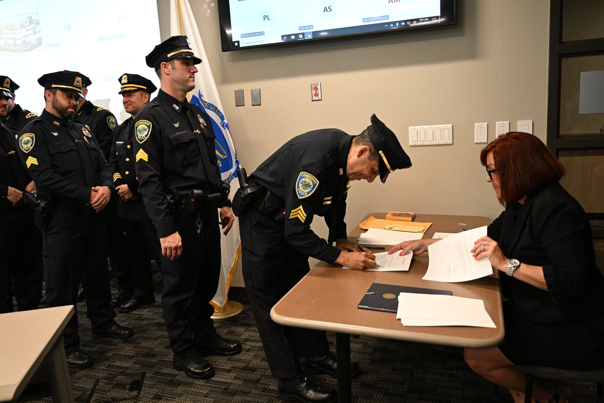 On Monday, June 16th during a ceremony at #CambMa Police Headquarters nine members of the department were promoted to new supervisory positions. To learn more about the promotions please visit: cambridgema.gov/Departments/ca…