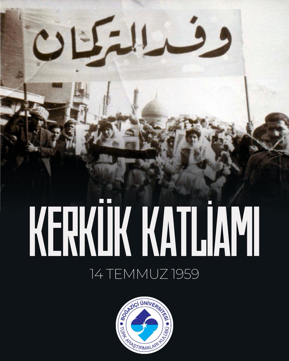 1959 yılının Temmuz ayında Kerkük'teki Türk varlığını yok etmek için gerçekleştirilen günler süren pogromlarda katledilen soydaşlarımızı rahmetle anıyor, yaşanan olaylar karşısında sessiz kalarak soydaşlarımızı sahipsiz bırakan dönemin Türkiye Cumhuriyeti hükümetiyle ilgili