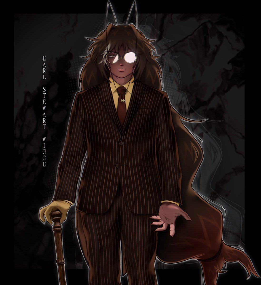 tiperukoch's tweet image. finally finished designing my new oc. doctor earl wigge.
hes a psychiatrist that also does lawn work for neighbors (eats the grass) and also takes bites out of his own fancy furniture. Ate his whole christmas tree once. Holiday ruined for the whole family.
馃悳