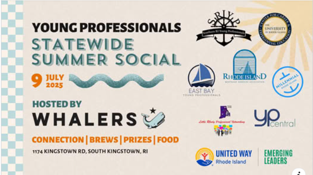 RhodeAssoc's tweet photo. Join RIMBA at the Southern RI Young Professionals Statewide Summer Social hosted by Whalers Brewing Co. on July 9 5:30pm-7:30pm.   Don't miss this opportunity to connect with a large group of folks.  $5 to attend and pre-registration is highly recommended.
https://t.co/CeU96LFgUV https://t.co/AhnpPCrsM1