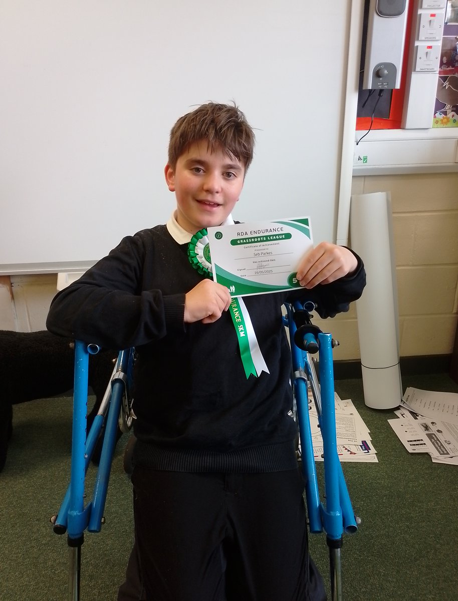 BanffAcademyBXA's tweet image. Congratulations to Seb who received his Riding for the Disabled Association (RDA) certificates for Riding Proficiency and Horse Care, Grade 1, and the Endurance 5K! 🐎