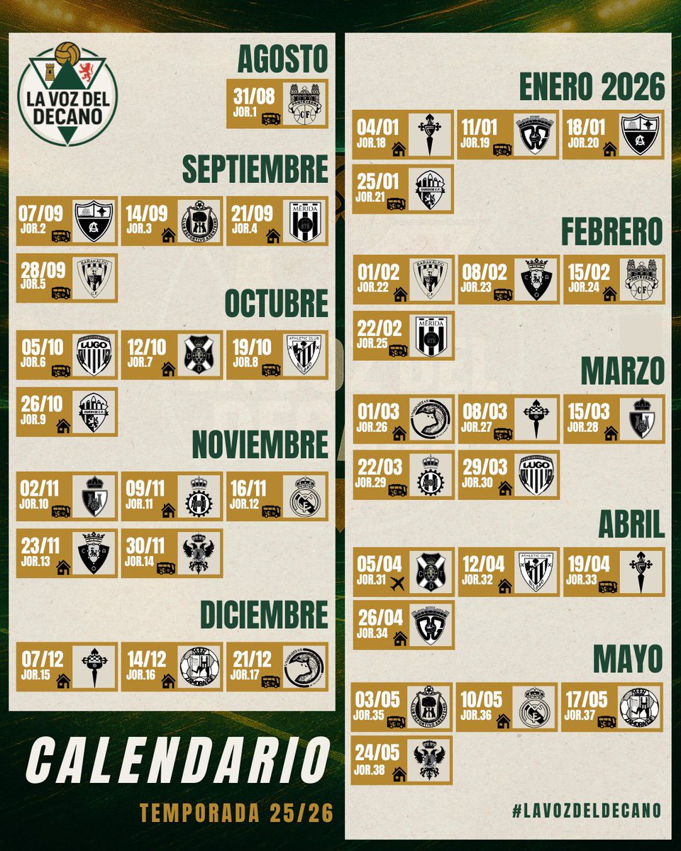 DecanoEX's tweet image. EL CALENDARIO DEL CACEREÑO EN PRIMERA FEDERACIÓN 💚