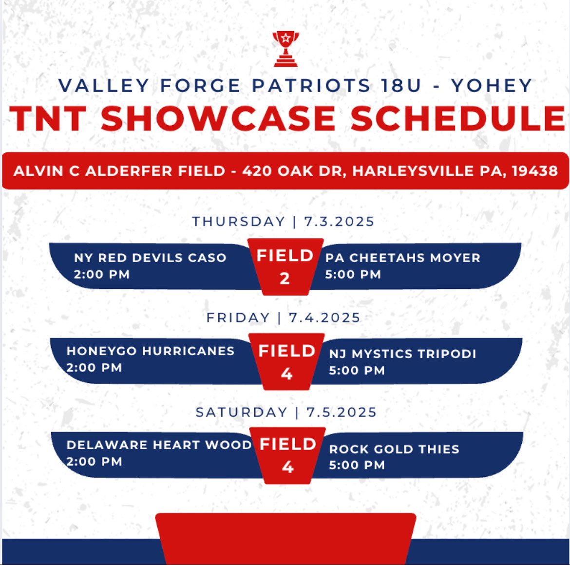TNT Showcase Schedule!!!