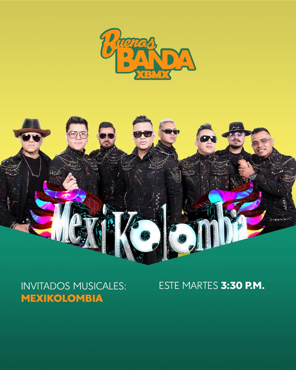 TvBandamax's tweet photo. Este martes en #BuenasBandaXBMX, #Mexikolombia nos pondrá a bailar con su música, acompáñanos en punto de las 3:30 p. m. MEX, ¡solo por #Bandamax! 💃🕺 https://t.co/6MVhI491Ge