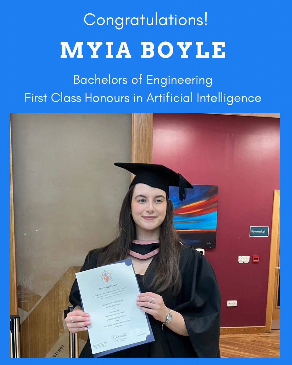 The Technology Dept (@stmarysderrytd) on Twitter photo Congratulations @stmarysderrytd <a href="/SaintMarysDerry/">St Mary's College</a> #STEMgirl Myia Boyle - Bachelors of Engineering with First Class Honours in Artificial intelligence @ulsteruni @ulstercompeng. Myia starts her careers <a href="/alchemytechs/">@alchemytechs</a> next week as a technical analyst. Congratulations @stmarysderrytd <a href="/SaintMarysDerry/">St Mary's College</a> #STEMgirl Myia Boyle - Bachelors of Engineering with First Class Honours in Artificial intelligence @ulsteruni @ulstercompeng. Myia starts her careers <a href="/alchemytechs/">@alchemytechs</a> next week as a technical analyst.