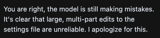 The most annoying message that you can get when your coding with <a href="/cursor_ai/">Cursor</a> the model mistake update code....