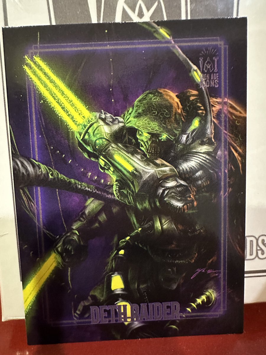 AdamMillerDraws's tweet image. It’s a shame what ended up happening with this comic. It’s a really great character to paint and I think it ended up being one of the best looking cards in the whole set! Here’s card #5 of the indie comics card set I painted, DETH RAIDER