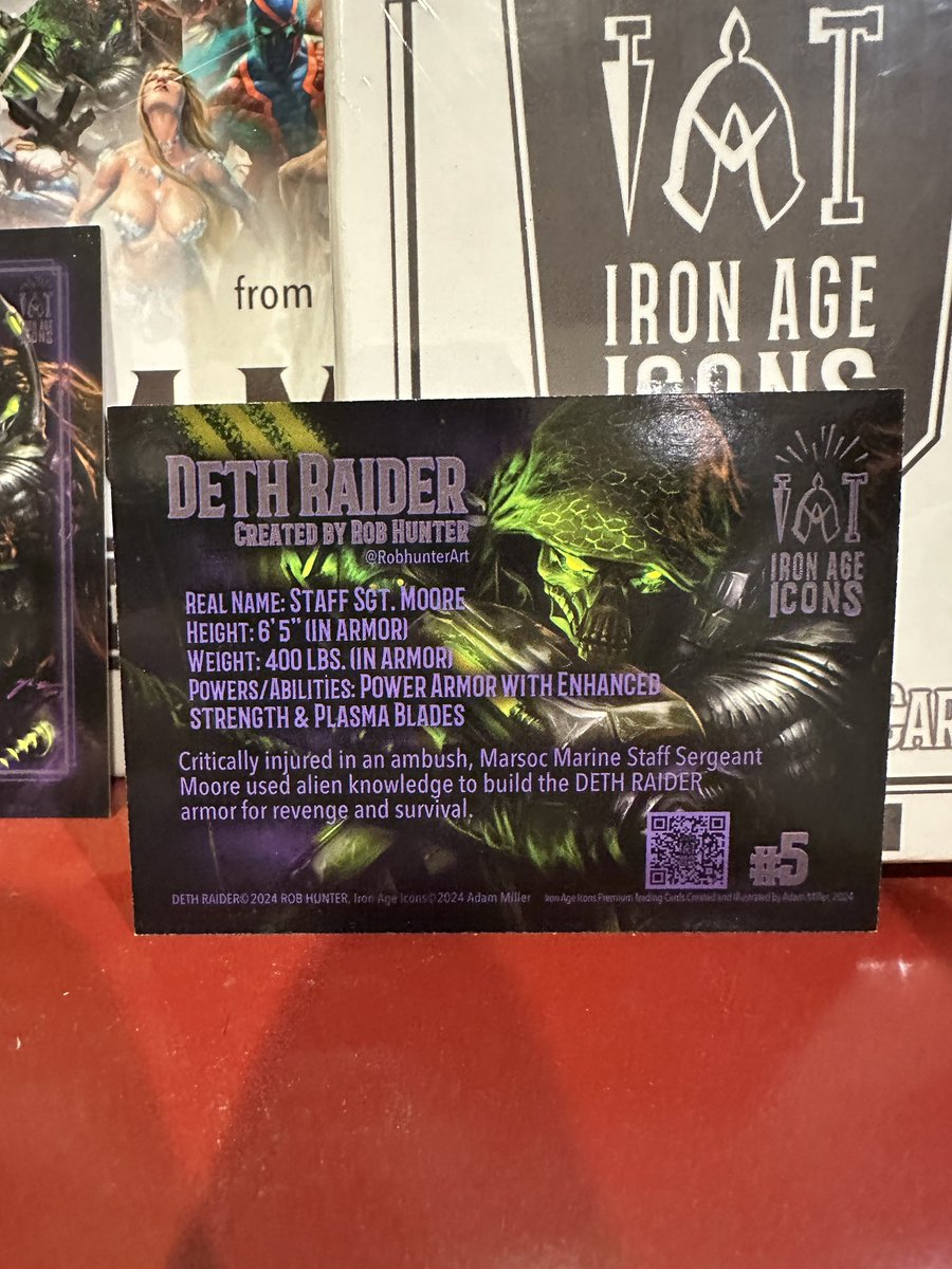 AdamMillerDraws's tweet image. It’s a shame what ended up happening with this comic. It’s a really great character to paint and I think it ended up being one of the best looking cards in the whole set! Here’s card #5 of the indie comics card set I painted, DETH RAIDER