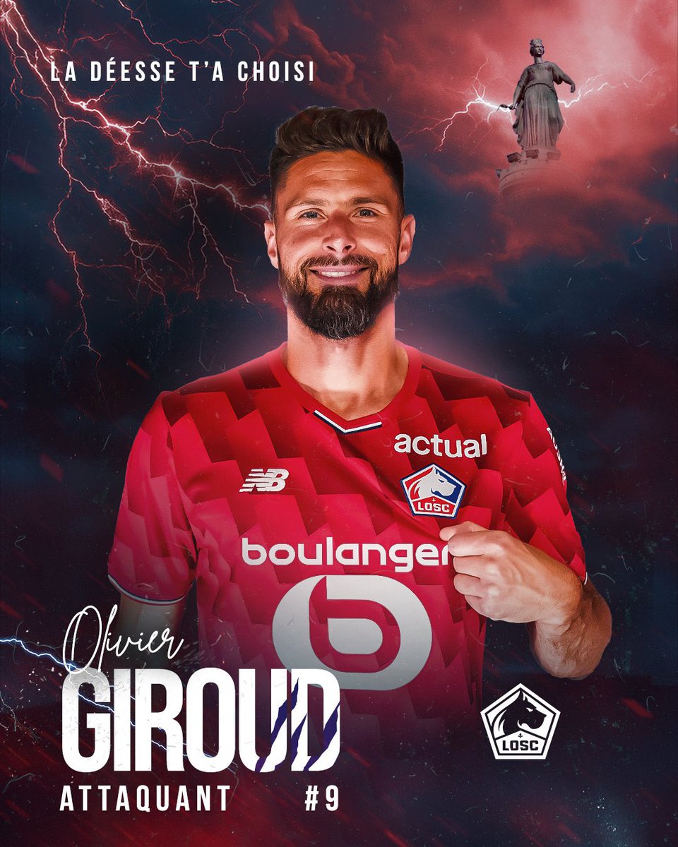 🤝 Bienvenue dans le Nord <a href="/_OlivierGiroud_/">Olivier Giroud</a> ! Le meilleur buteur de l’Histoire des Bleus est un Dogue ! Allez le <a href="/losclive/">LOSC</a> 🐶