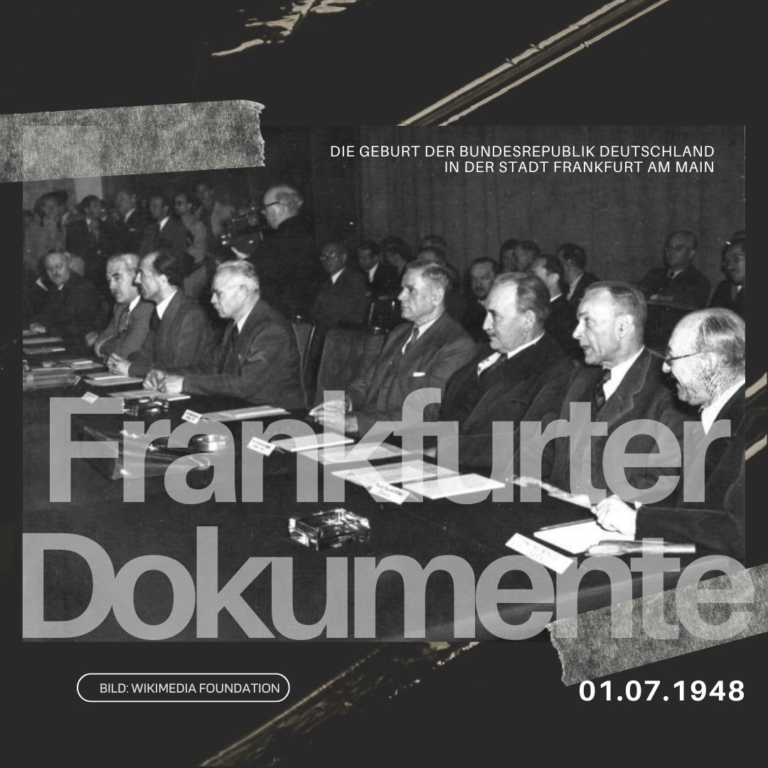 🇩🇪 Heute ist ein besonderer Geburtstag. Heute wurden die Frankfurter Dokumente in einem Gebäude überreicht, das jetzt zur Goethe Universität gehört. Lasst uns das feiern! Denn die #FrankfurterDokumente bilden die Geburt der Bundesrepublik Deutschland.
#StadtFrankfurtamMain