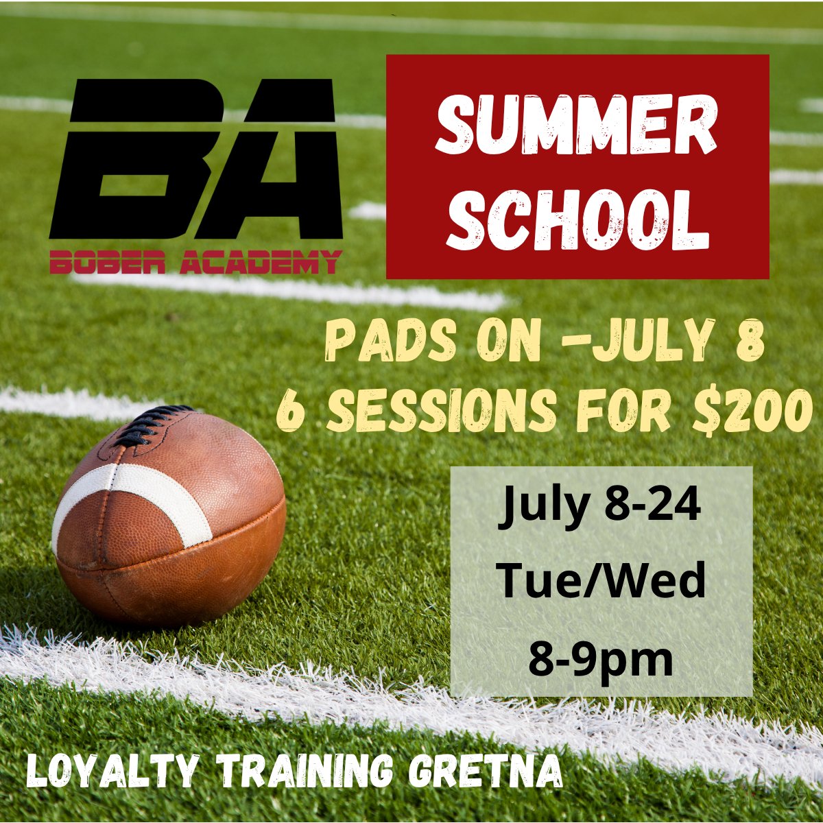 Bober Academy 🏈 (@boberacademy) on Twitter photo 🚨 OLs – We’re back July 8th!
Helmets & pads on.
Striking, finishing, season prep 🔥
3 weeks. 6 sessions. $200.
📍 Gretna | Tue/Wed | 8–9PM
🔗 Register: bit.ly/25BASummerScho…
#BoberAcademy #OLTraining #TrenchMob #BuiltInTheSummer <a href="/loyaltytraining/">Loyalty Training LLC</a> 🚨 OLs – We’re back July 8th!
Helmets & pads on.
Striking, finishing, season prep 🔥
3 weeks. 6 sessions. $200.
📍 Gretna | Tue/Wed | 8–9PM
🔗 Register: bit.ly/25BASummerScho…
#BoberAcademy #OLTraining #TrenchMob #BuiltInTheSummer <a href="/loyaltytraining/">Loyalty Training LLC</a>