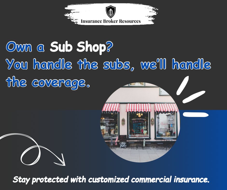 InsBrokerResrcs's tweet image. Do you own a local sub shop?

Get specialized sub shop business insurance for your business category.

We want to insure your sandwich shop and can place you with the right carriers who are just as eager!

#subshop #sandwichshop #supportlocal #sub #sandwich #businessinsurance