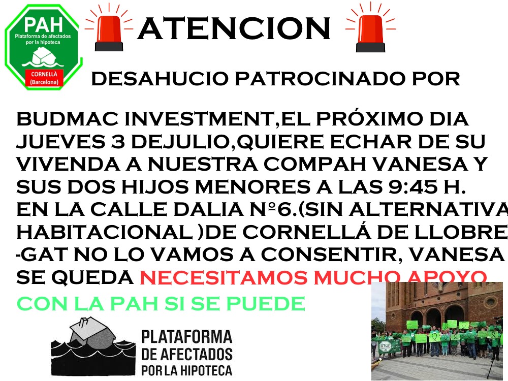Necesitamos maximo apoyo con la @PAH #SiSePuede