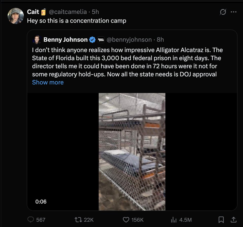 It's a weird "concentration camp" that sends occupants HOME.