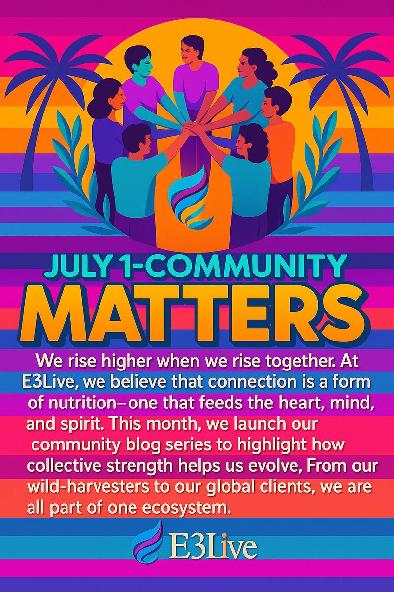 🩷July 1st - Community Matters🩷

#E3Live #LiveElevated #NatureHeals #BrainFuel #BlueMajik #MentalClarity #WildHarvested #E3Movement #PlantPoweredPerformance #SpiritualStrength #FeelTheShift #SuperhumanStartsHere #MyFamily