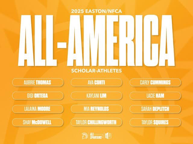 Congrats to our 12 Easton/NFCA All-America Scholar Athletes on earning this honor. 

These 12 <a href="/SanJoseStateSB/">San José State Softball</a> players each maintained a 3.5 GPA or better for the 2024-25 academic year!

sjsuspartans.com/news/2025/07/1…

<a href="/NFCAorg/">National Fastpitch Coaches Association</a> <a href="/SJSU/">San José State University</a> <a href="/SJSUAthletics/">San Jose State Spartans</a>