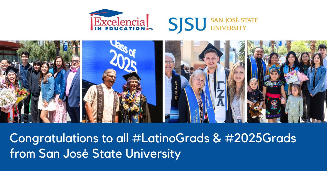 EdExcelencia.org (@edexcelencia) on Twitter photo <a href="/EdExcelencia/">EdExcelencia.org</a> congratulates all #LatinoGrads & #2025Grads from <a href="/SJSU/">San José State University</a>, a Hispanic-Serving Institution & part of the #ExcelenciaInAction network of #HigherEd leaders working together to accelerate Latino, & all, students success.
Learn more → edexcelencia.org/leadership/exc… <a href="/EdExcelencia/">EdExcelencia.org</a> congratulates all #LatinoGrads & #2025Grads from <a href="/SJSU/">San José State University</a>, a Hispanic-Serving Institution & part of the #ExcelenciaInAction network of #HigherEd leaders working together to accelerate Latino, & all, students success.
Learn more → edexcelencia.org/leadership/exc…