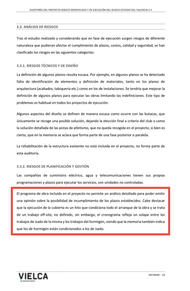 <a href="/90minuts/">Norantaminuts</a> <a href="/valenciaplaza/">Valencia Plaza</a> <a href="/lasprovincias/">LAS PROVINCIAS</a> Las visitas de inspección por parte del ayto son un paripé. No se puede comprobar ni el cumplimiento del cronograma (programa de obra), ni la calidad de la obra. Además, el cronograma del proyecto es en sí mismo muy deficiente. Así lo dijo la Auditoría encargada por <a href="/mjosecatala/">María José Catalá</a>