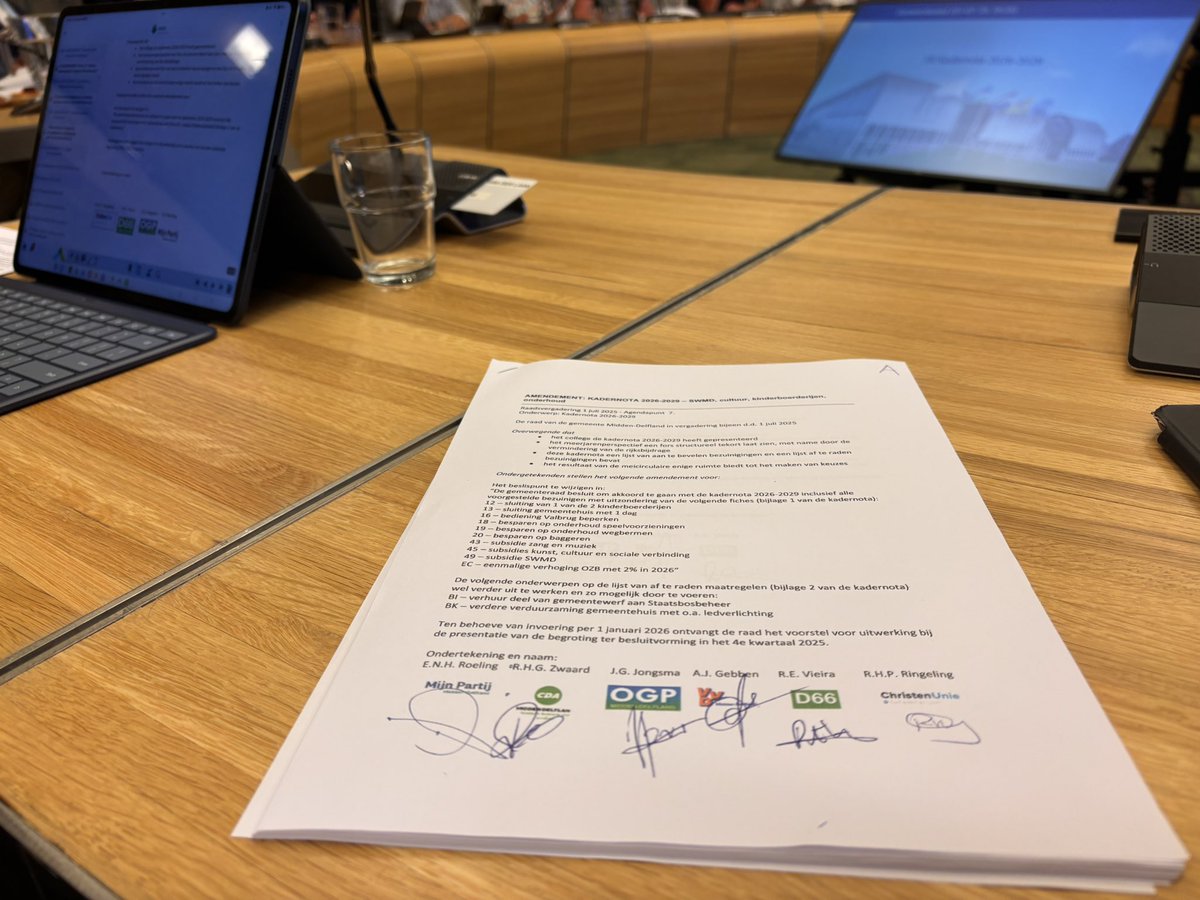 📄 De kadernota 2026 is vanavond unaniem aangenomen door de gemeenteraad van Midden-Delfland – met een breed pakket aan amendementen en moties. #raadMD #kadernota2026 #samenwerken