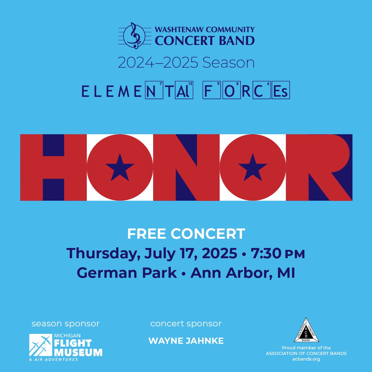 Come join us for our final concert of the 2024 - 2025 season! It’s our patriotic concert, which is always a hit with our audience! Looking forward to seeing you there! 🇺🇸🎶🥁