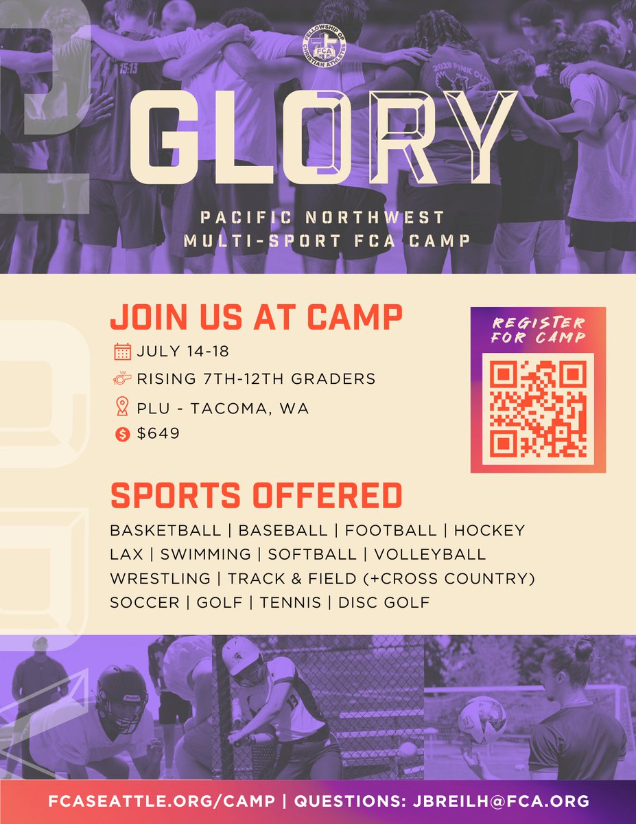 Can't wait to get back to Tacoma and lead the Football portion of camp. If you are looking for a camp that is transformational and will be one of the greatest weeks of the summer...register today! #FCA 

fcaseattle.org/camp