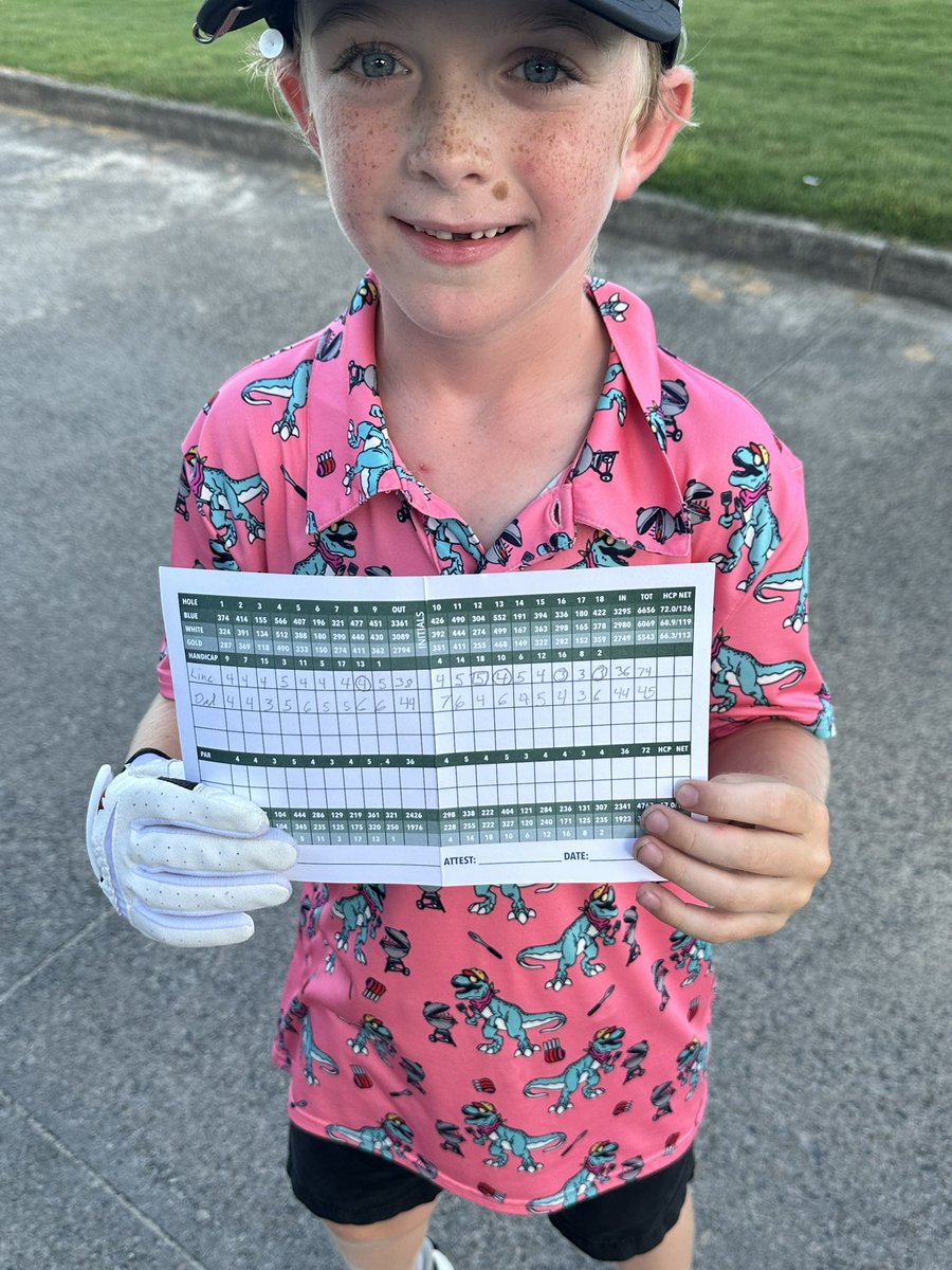 I wouldn’t believe if I wasn’t there to see it. 2700 yards, no mulligans, no gimmies, just fairways and greens. Put Linc down for a 74!!! Over the moon proud of how hard this kid works! 💣💣💣💣⛳️⛳️🐊🐊🐊