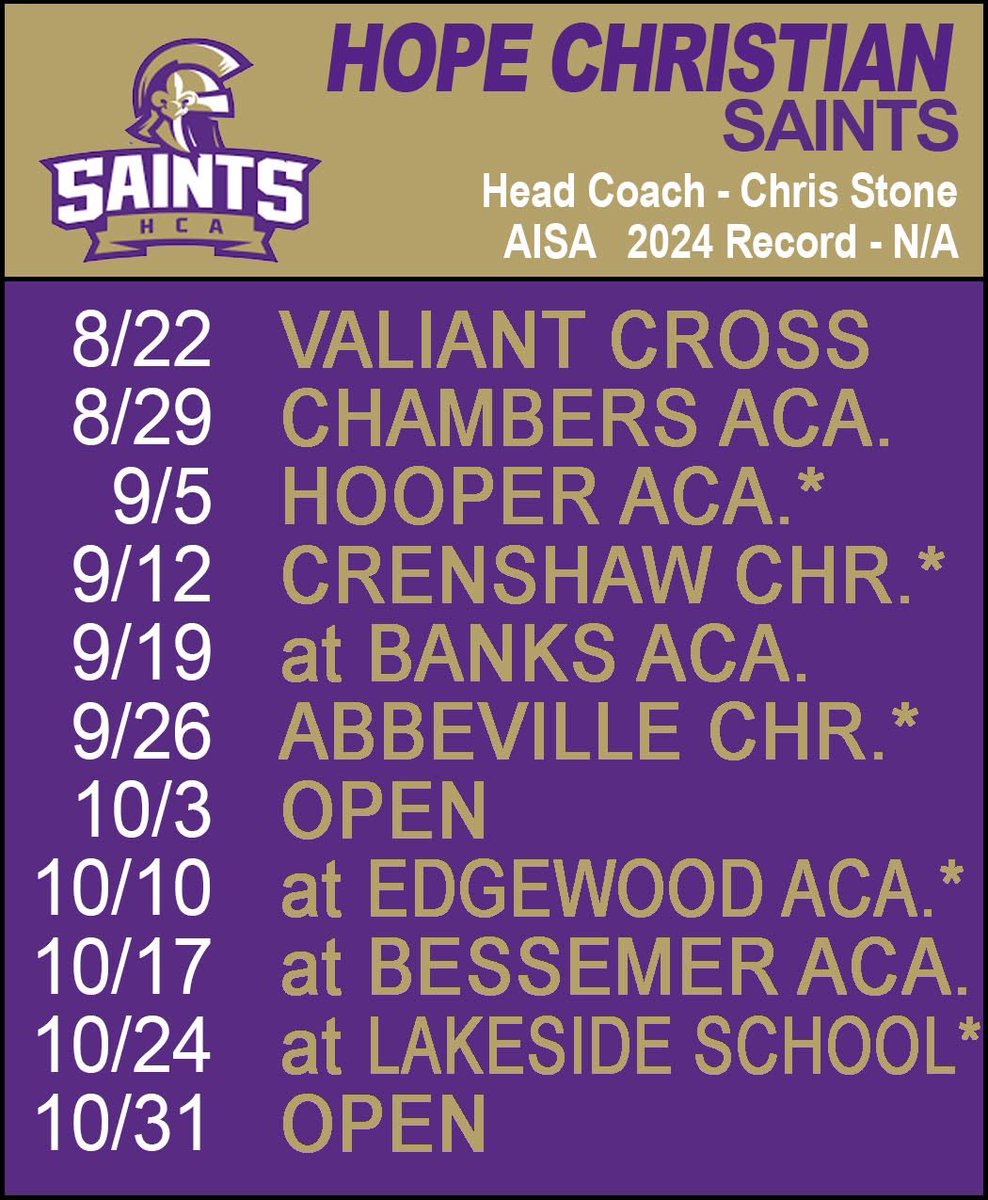 HCASaints7's tweet image. Thanks to @FNNNetwork for the schedule. Looking forward to the season and hopefully some stuff with FNN. Go Saints