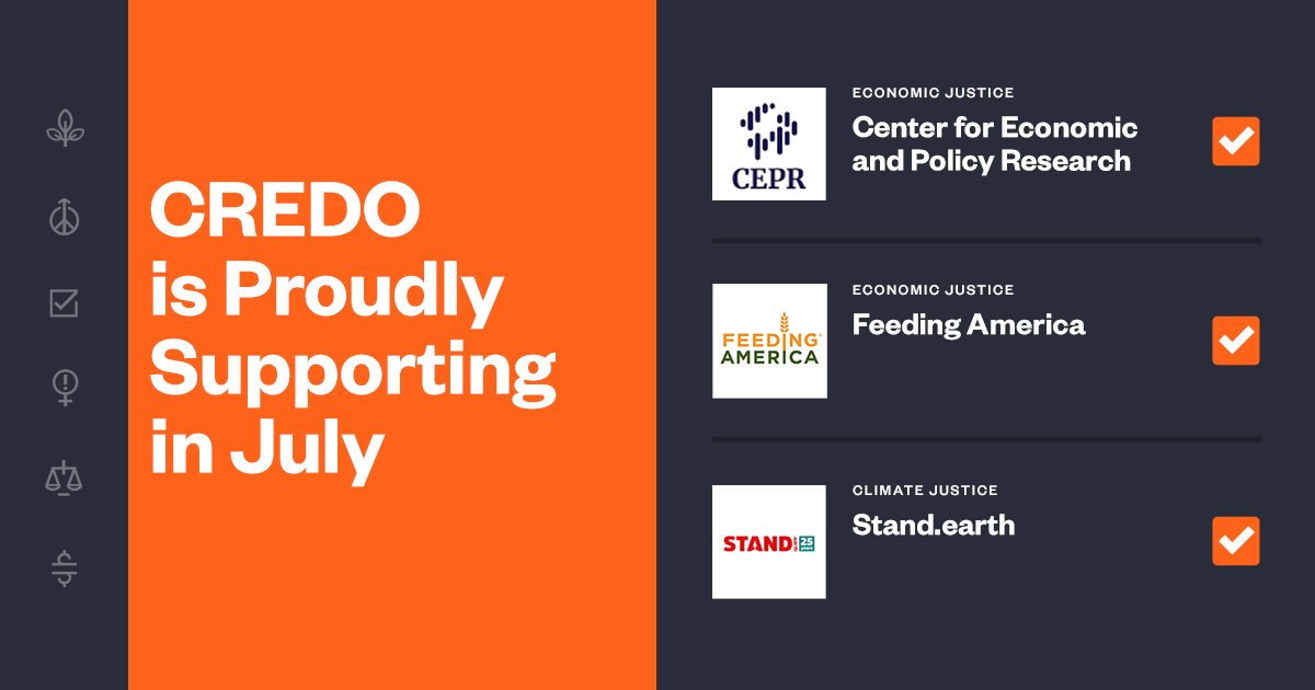 CREDO Mobile (@credomobile) on Twitter photo This July, we are supporting 3 amazing nonprofits: <a href="/ceprdc/">CEPR</a>, <a href="/FeedingAmerica/">Feeding America</a>, and <a href="/standearth/">Stand.earth</a>. You can vote on how the donations are allocated at: credodonations.com. This July, we are supporting 3 amazing nonprofits: <a href="/ceprdc/">CEPR</a>, <a href="/FeedingAmerica/">Feeding America</a>, and <a href="/standearth/">Stand.earth</a>. You can vote on how the donations are allocated at: credodonations.com.
