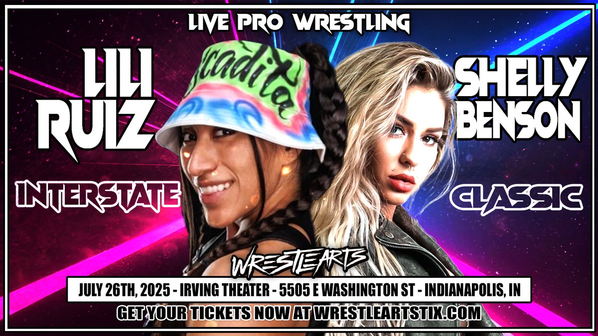 WrestleArts (@wrestleartsindy) on Twitter photo 🚨MATCH DROP🚨
Our second semi final match up in the WrestleARTS / <a href="/2econdWrestling/">2econd Wrestling</a> #interstateclassic will pit <a href="/LaPescaditaRuiz/">Lili “La Pescadita” Ruiz 🇲🇽</a> against <a href="/thebombshelly/">Shelly Benson</a> , both making their WrestleARTS debut!
Get 10% off your tickets now using code get10 at wrestleartstix.com
📅7/26/25 🚨MATCH DROP🚨
Our second semi final match up in the WrestleARTS / <a href="/2econdWrestling/">2econd Wrestling</a> #interstateclassic will pit <a href="/LaPescaditaRuiz/">Lili “La Pescadita” Ruiz 🇲🇽</a> against <a href="/thebombshelly/">Shelly Benson</a> , both making their WrestleARTS debut!
Get 10% off your tickets now using code get10 at wrestleartstix.com
📅7/26/25