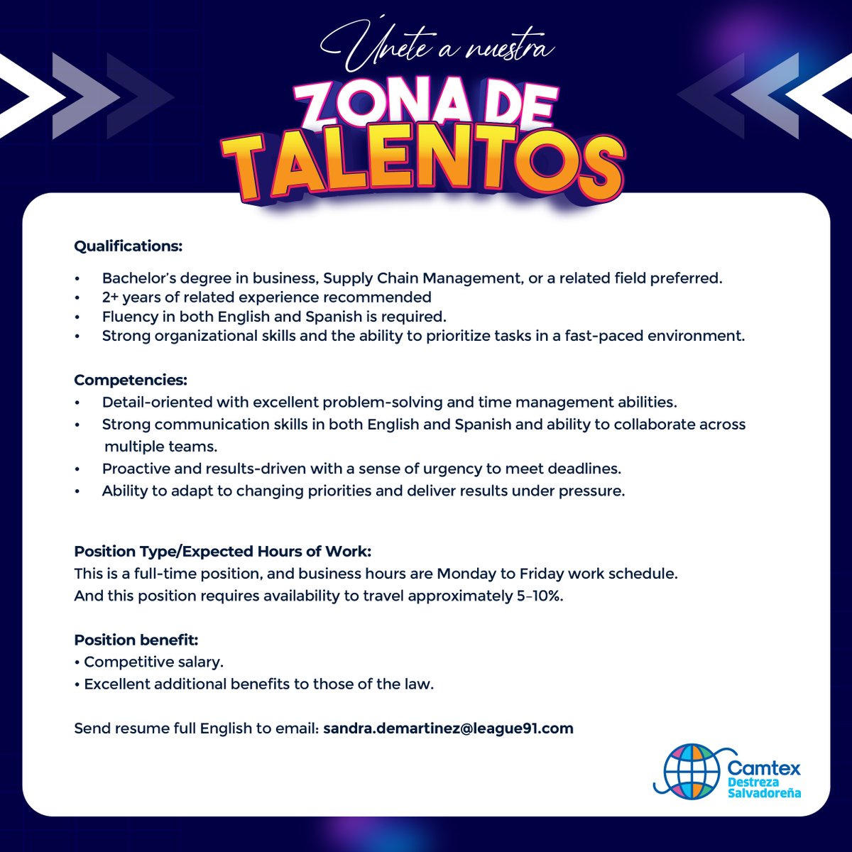 ¿Buscas una nueva oportunidad? ¡Únete a nuestra zona de talento! Consulta los requisitos en el perfil y si calificas, postúlate siguiendo las instrucciones detalladas en la imagen.