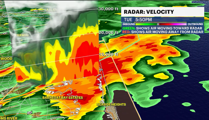 DaveCurren's tweet image. SEVERE STORM WARNING extended for parts of Ocean county this evening. Reason: Hail. Wind driven rains flooding roads. Incredible lightning. #StormWatch #NJwx #Severe @News12NJ