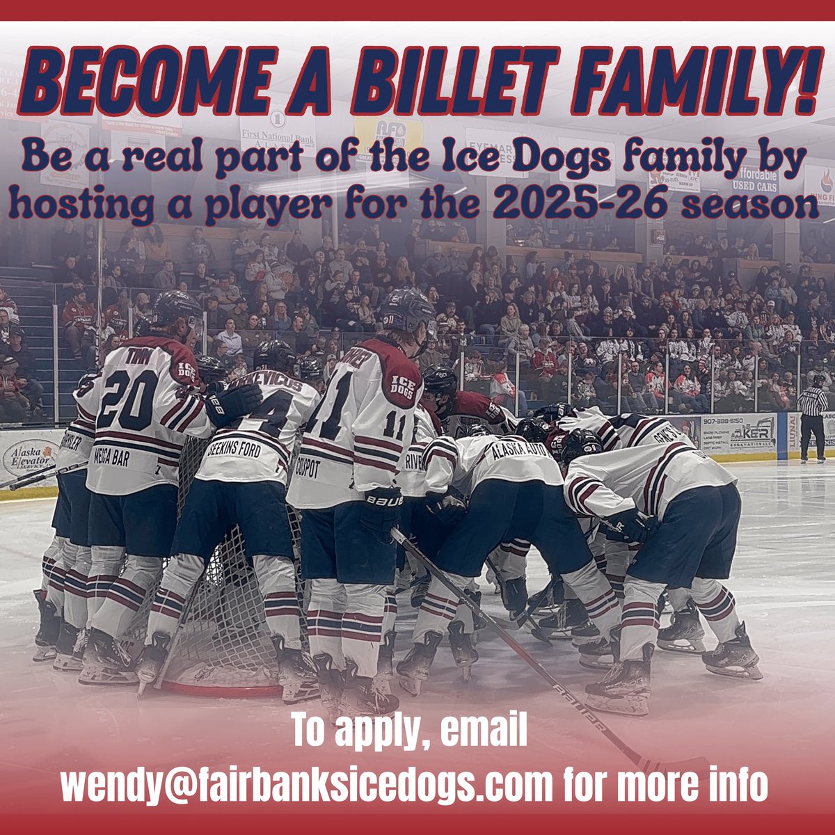 Fairbanks Ice Dogs (@fbx_icedogs) on Twitter photo The Ice Dogs need Billet Families!
Visit our website at fairbanksicedogs.com/community/bill…  for more details. Reach out to wendy@fairbanksicedogs.com for more information about applying.
#GoDogs #FairbanksIceDogs #GoIceDogs #NAHL #HockeyLife #AlaskaHockey #BilletFamily #Hockey The Ice Dogs need Billet Families!
Visit our website at fairbanksicedogs.com/community/bill…  for more details. Reach out to wendy@fairbanksicedogs.com for more information about applying.
#GoDogs #FairbanksIceDogs #GoIceDogs #NAHL #HockeyLife #AlaskaHockey #BilletFamily #Hockey