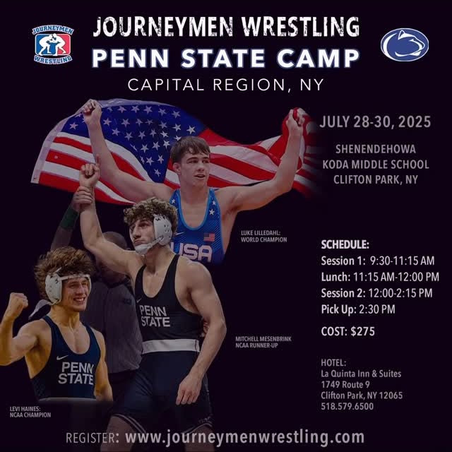 Penn State/NLWC Fan (@nlwcfan) on Twitter photo Journeymen Wrestling Penn State Camp, July 28th-30th
3 Penn State AA & Members of 🇺🇸 USA World Teams will be There
L. Haines - Nat Champion, 2x NCAA Finalist, 3x AA
M. Mesenbrink - Nat Champion & 2x NCAA Finalist
Luke Lilledahl - TrFR All American
<a href="/jmenwrestling/">Journeymen Wrestling</a> <a href="/pennstateWREST/">Penn State WRESTLING</a> Journeymen Wrestling Penn State Camp, July 28th-30th
3 Penn State AA & Members of 🇺🇸 USA World Teams will be There
L. Haines - Nat Champion, 2x NCAA Finalist, 3x AA
M. Mesenbrink - Nat Champion & 2x NCAA Finalist
Luke Lilledahl - TrFR All American
<a href="/jmenwrestling/">Journeymen Wrestling</a> <a href="/pennstateWREST/">Penn State WRESTLING</a>
