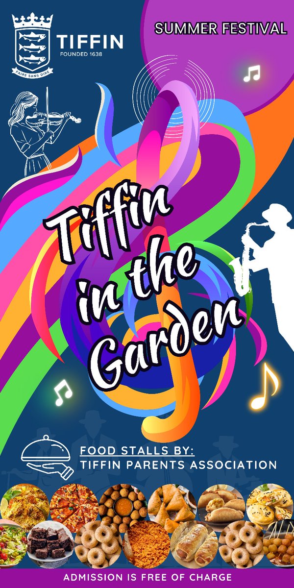 Tiffin in the Garden, 4.30pm Friday 4th July.  Music by Tiffin students, food by Tiffin Parents Association 🥖🍕🍛🎹🎼