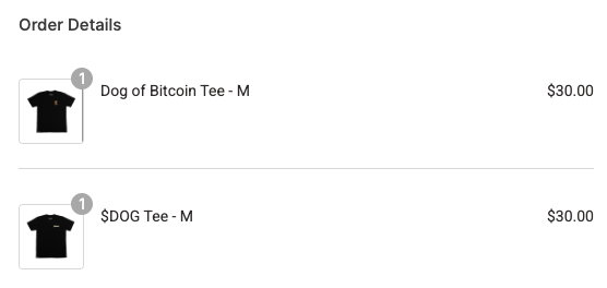 Two $DOG t-shirts purchased.