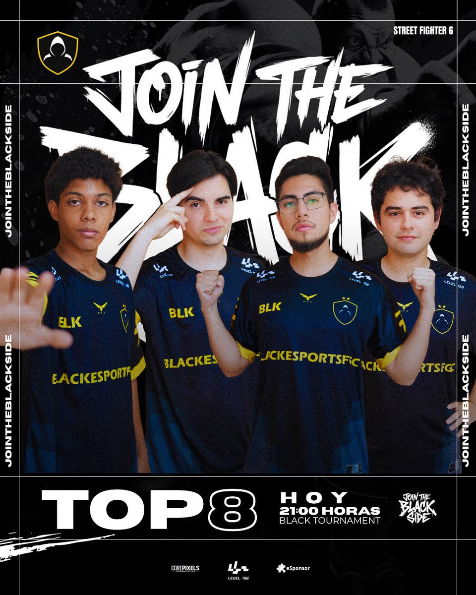 blackesportsfgc's tweet image. 21hrs comenzamos con el top8 de #BlackTournament camino a @gethypezone 🇵🇪 #SF6

Link : twitch.tv/blackesportsfgc 👈🏻
Stream: @Fufexo30Tobar 
Comentarios: @gigoide &amp;amp; @NickDogg85DDR 

#JoinTheBlackSide 🖤